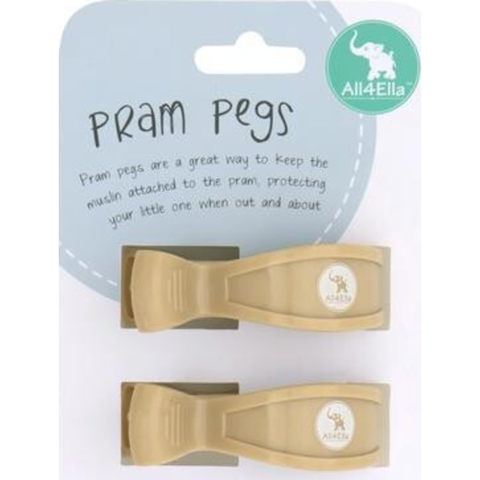All4Ella Pram Pegs 2pk Sand - Aster & Ruby