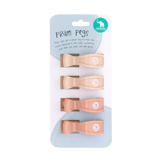 All4Ella Pram Pegs 4pk - Cream & Peach - Aster & Ruby