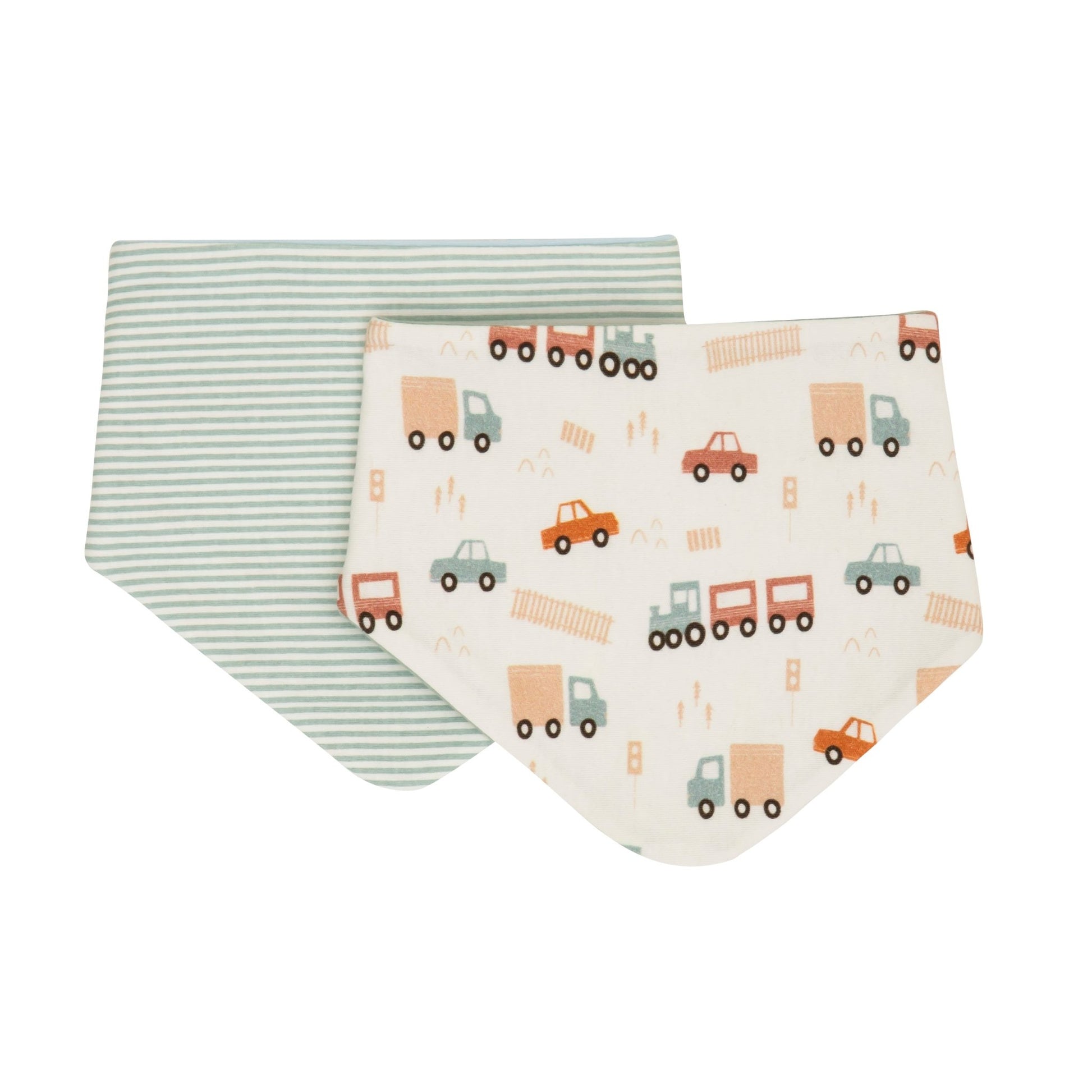 All4ella Reversible Banda Bibs 2pk - Blue Trucks - Aster & Ruby