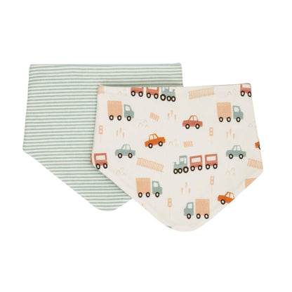 All4ella Reversible Banda Bibs 2pk - Blue Trucks - Aster & Ruby
