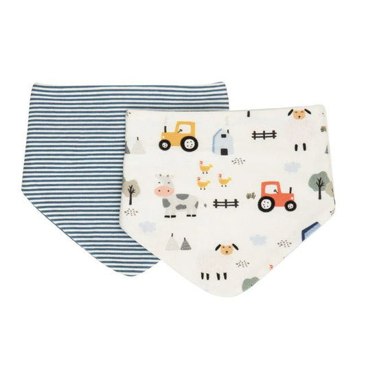 All4ella Reversible Bandana Bibs 2pk - Barnyard - Aster & Ruby