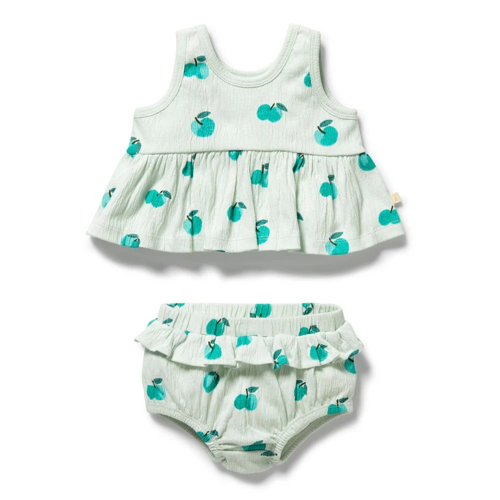 Apple Papple Organic Ruffle Set – 3-6m, 6-12m, 12-18m – Aster & Ruby