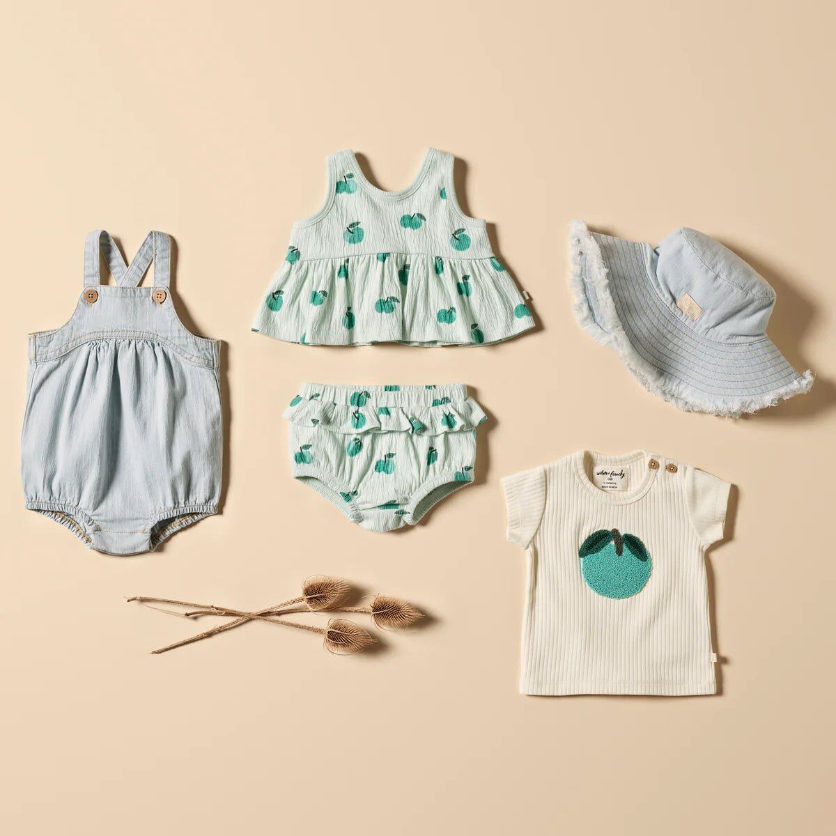 Apple Papple Organic Ruffle Set – 3-6m, 6-12m, 12-18m – Aster & Ruby