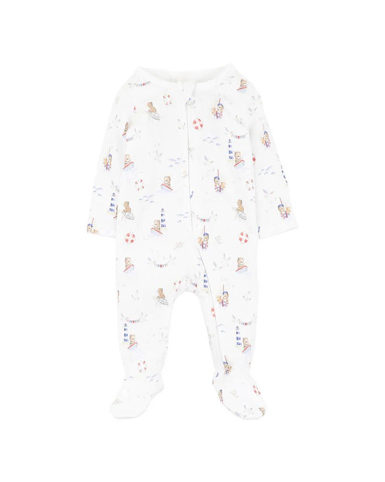 AXEL ORGANIC PRINT LS ZIP ROMPER - Aster & Ruby