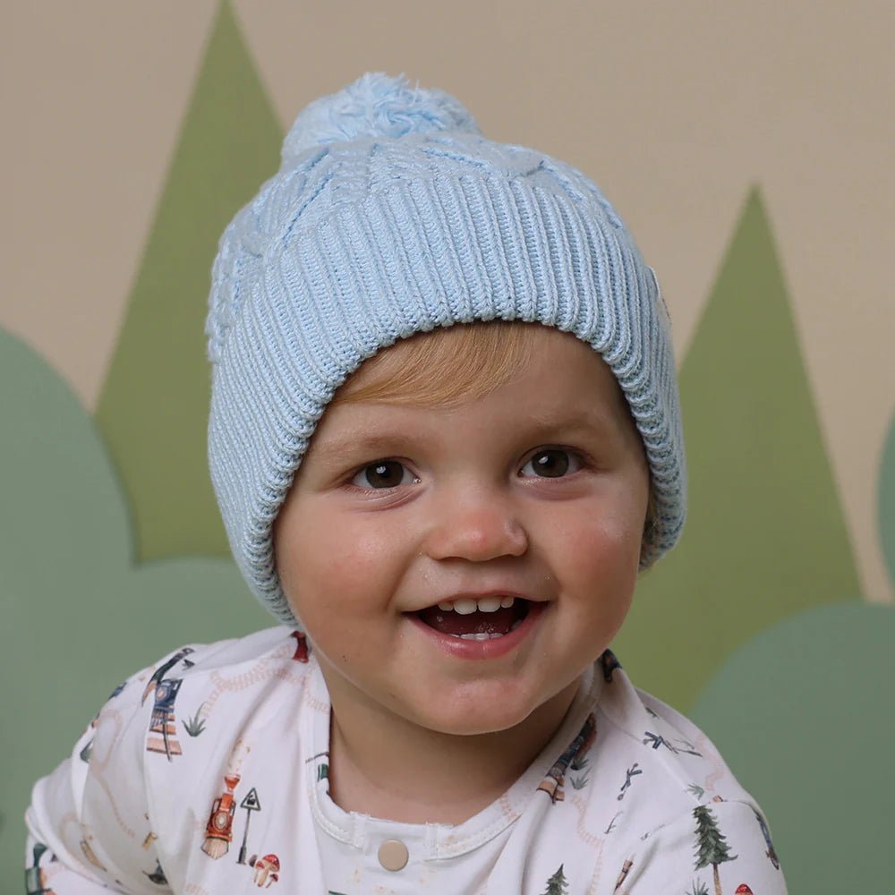 Baby Blue Organic Baby Knit Beanie - Aster & Ruby