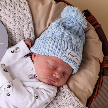 Baby Blue Organic Baby Knit Beanie - Aster & Ruby