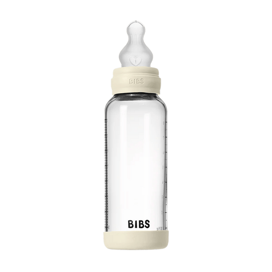 Baby Glass Bottle Set 240ml Silicone Ivory - Aster & Ruby