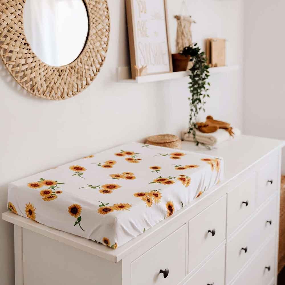 Snuggle Hunny Kids Sunflower Bassinet Sheet / Change Pad Cover | Aster & Ruby