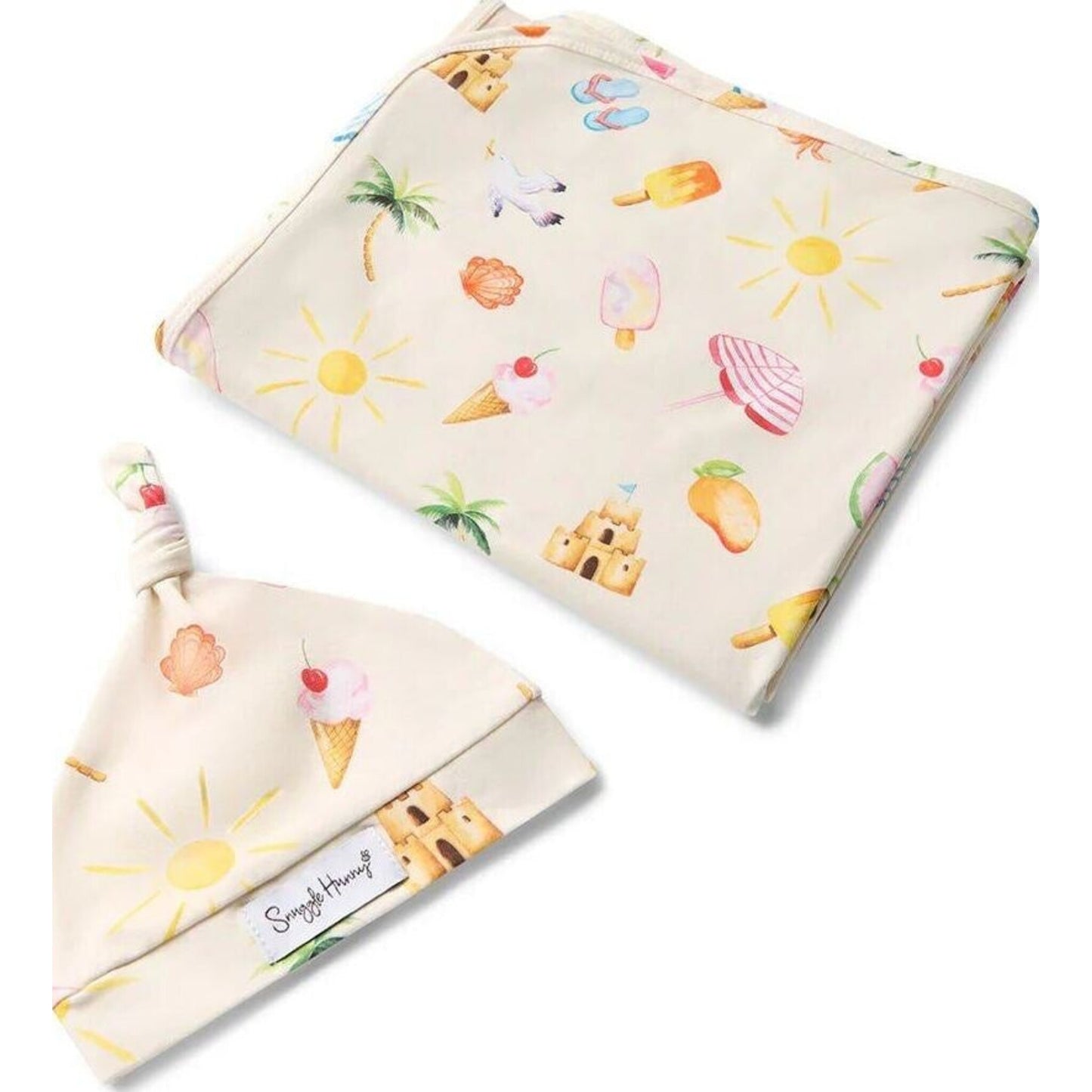Snuggle Hunny Kids Beach Fun Organic Jersey Wrap & Beanie Set | Aster & Ruby