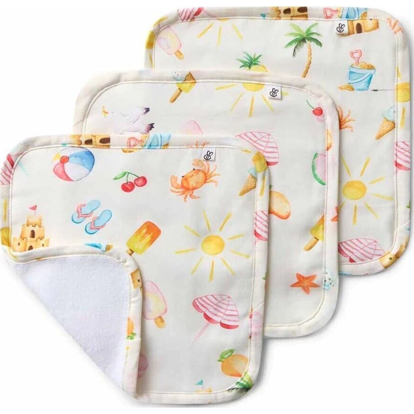Snuggle Hunny Kids Beach Fun Organic Wash Cloths 3pk | Aster & Ruby