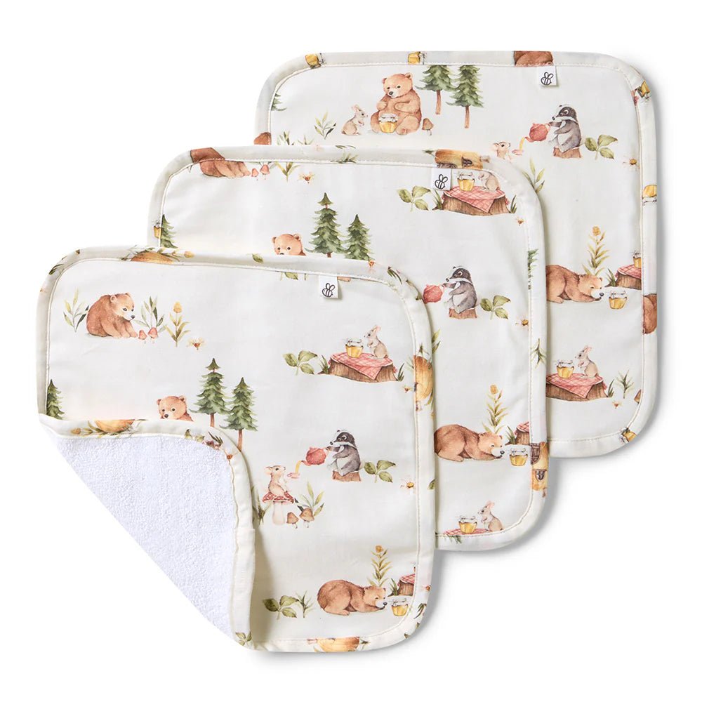 Snuggle Hunny Kids Bears Organic Wash Cloths 3pk | Aster & Ruby