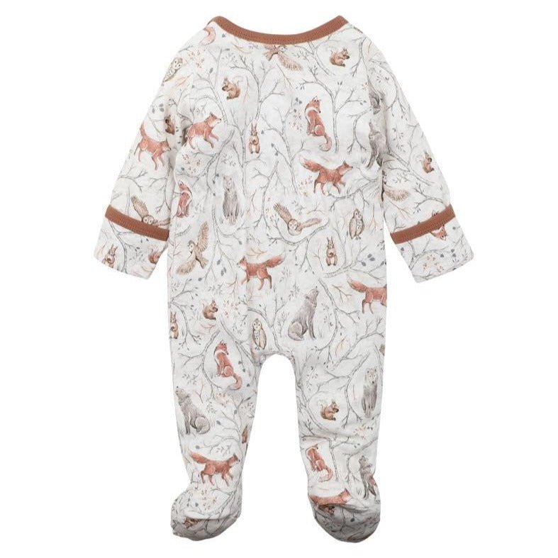 Bebe Eli Print LS Zip Onesie-Aster & Ruby