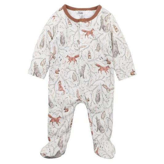 Bebe Eli Print LS Zip Onesie-Aster & Ruby