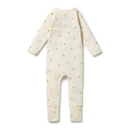 Bee Mine Organic Zipsuit with Feet - Aster & Ruby