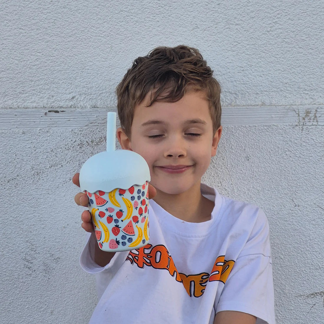 Fruits Blue Mini Smoothie Cup & Straw 200ml