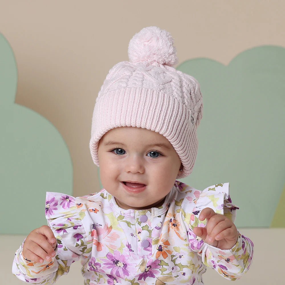 Blush Pink Organic Baby Knit Beanie - Aster & Ruby