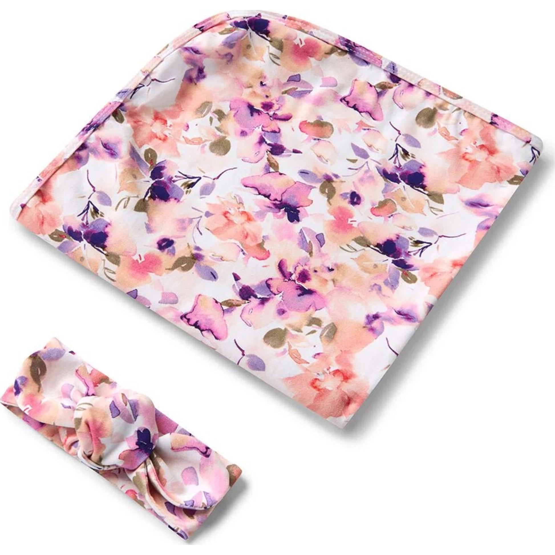 Blushing Beauty Organic Jersey Wrap & Topknot Set - Aster & Ruby
