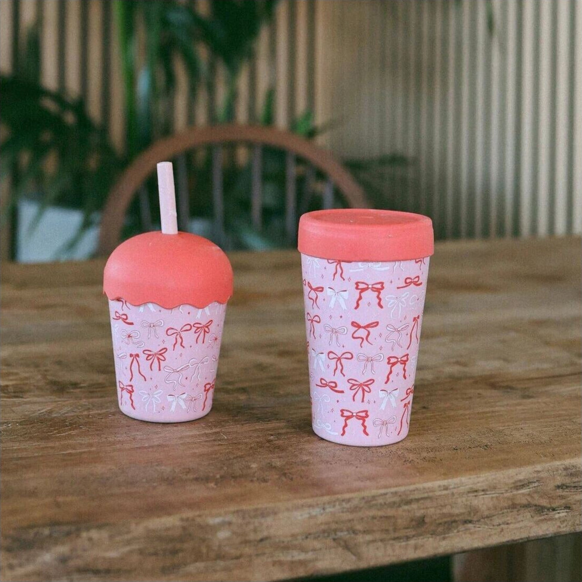 Chino Club Bows Mini Smoothie Cup & Straw 200ml | Aster & Ruby
