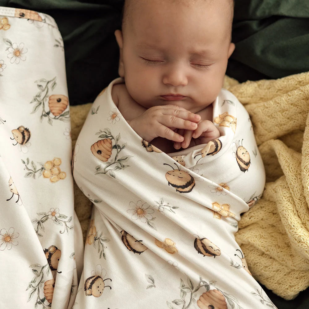 Bumblebees Organic Jersey Wrap & Beanie Set