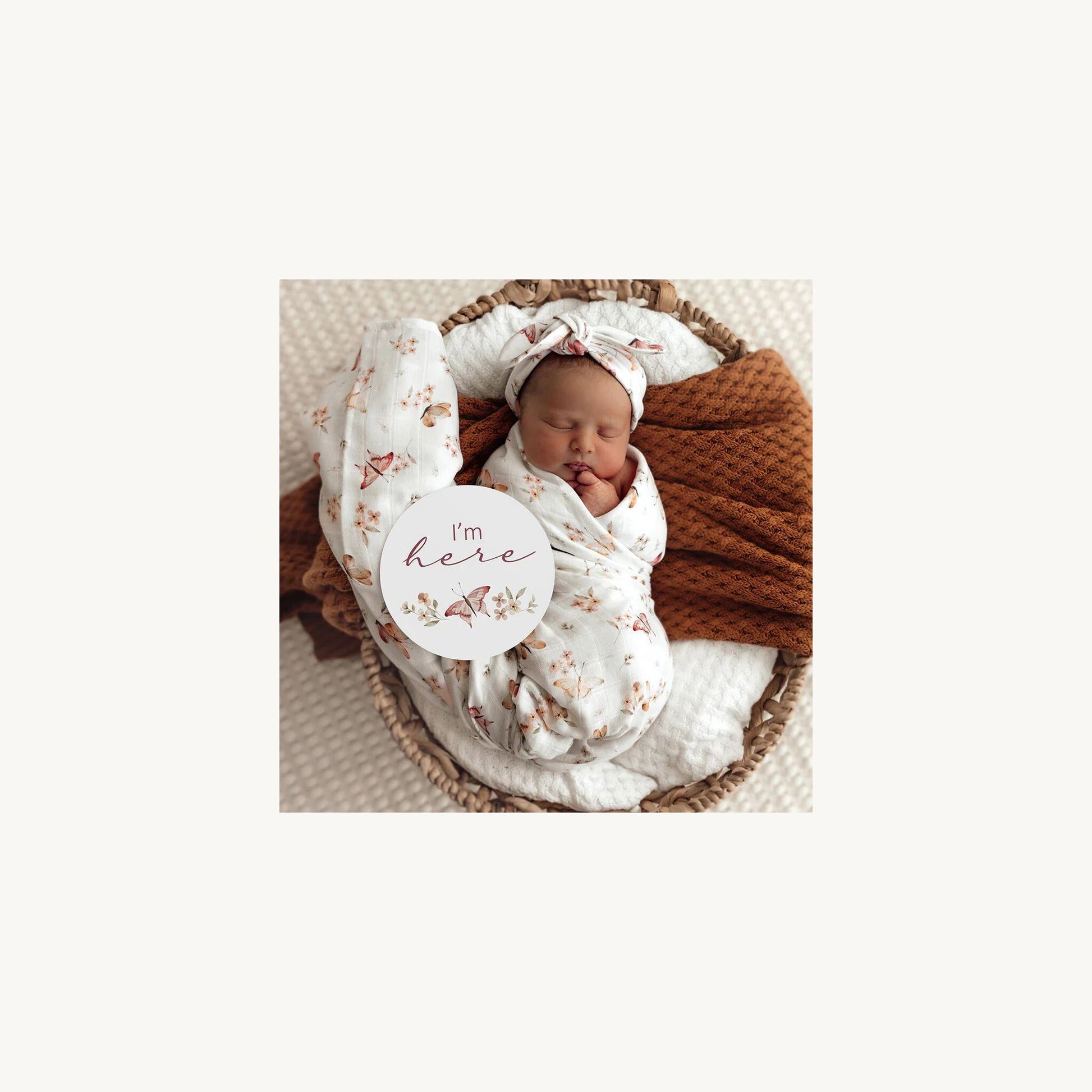 Snuggle Hunny Kids Butterfly & Pink Sand Reversible Milestone Cards | Aster & Ruby