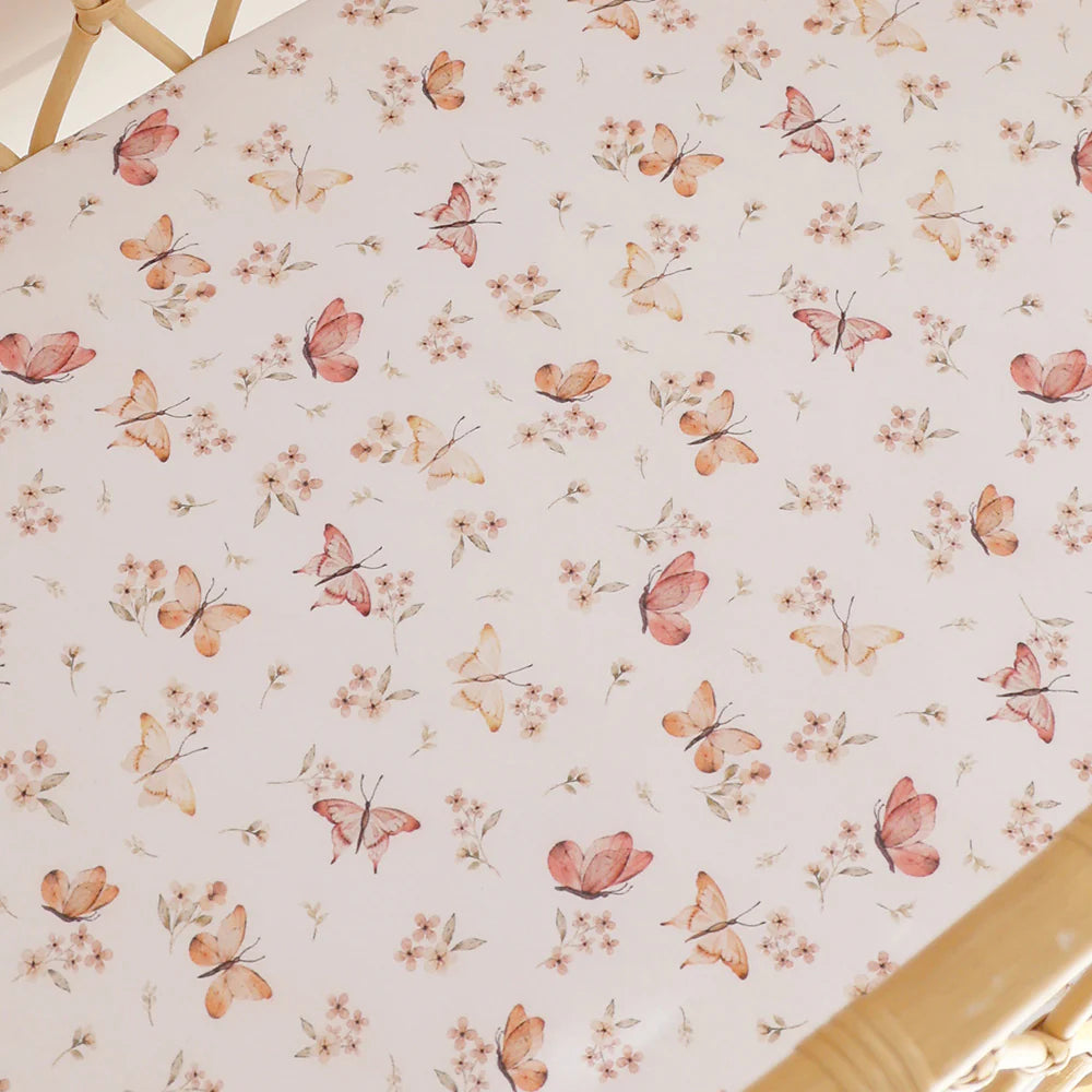 Butterfly Organic Bassinet Sheet / Change Pad Cover