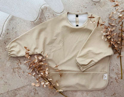 Long Sleeve Smock Bib - Small / Beige