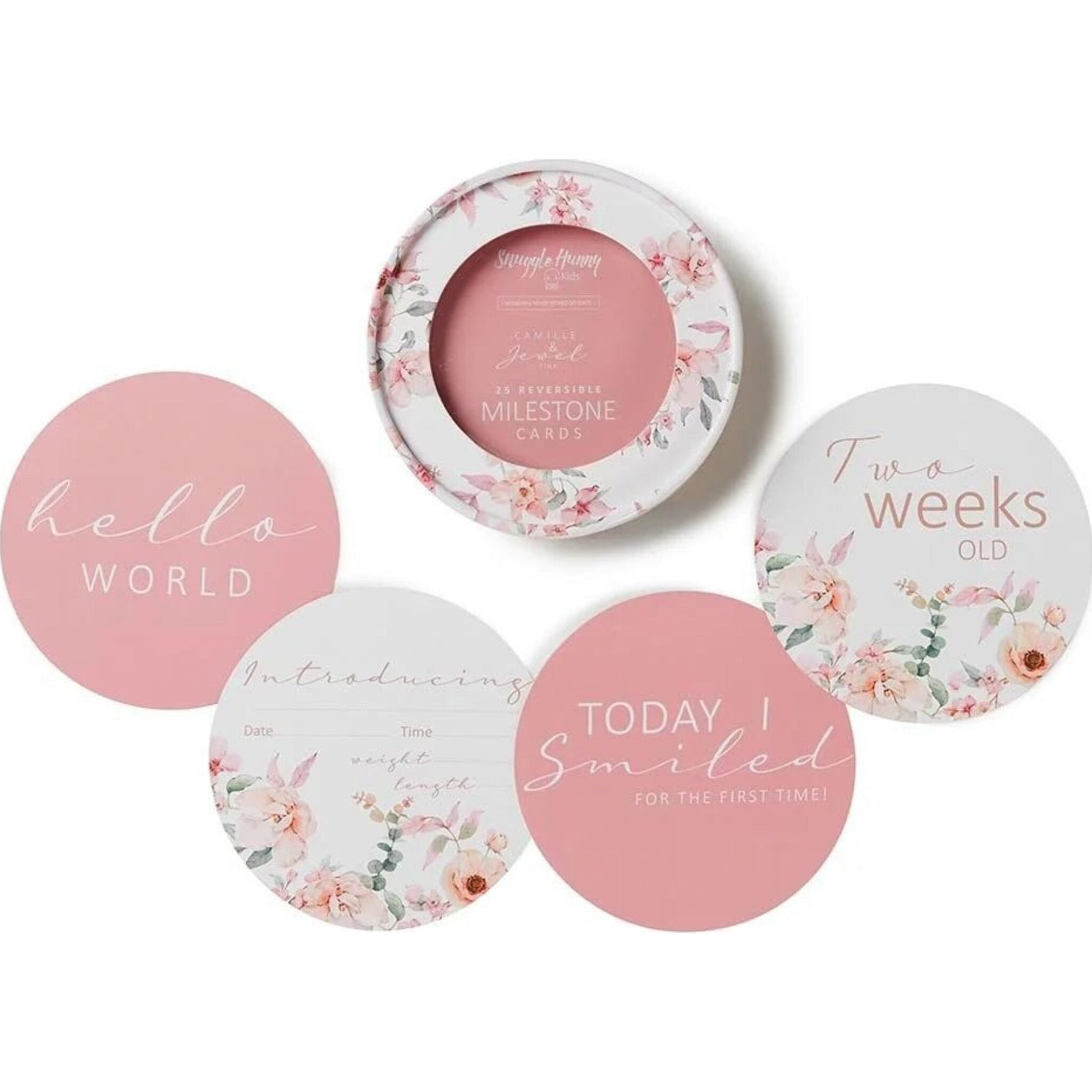 Snuggle Hunny Kids Camille & Jewel Pink Reversible Milestone Cards | Aster & Ruby