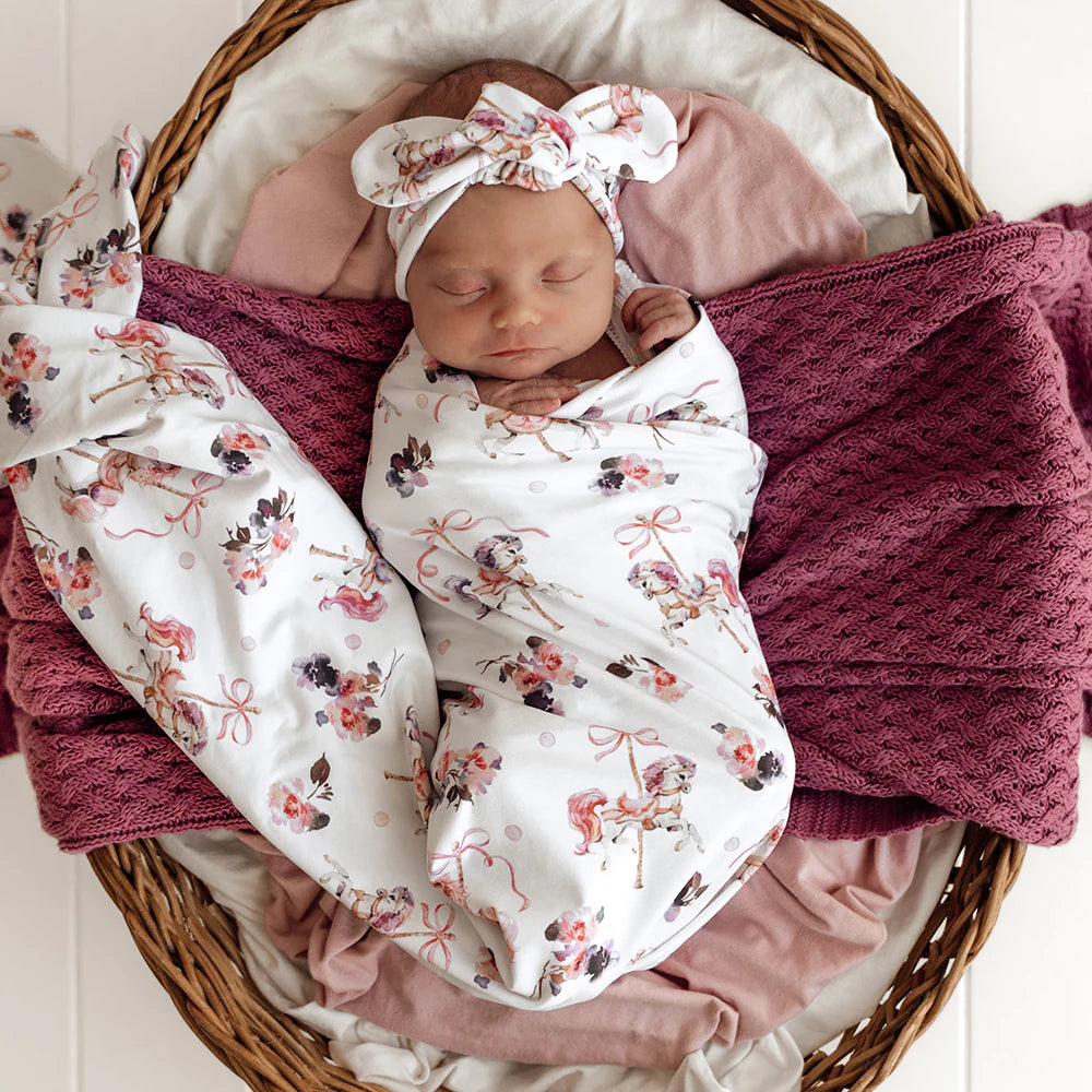 Carousel Organic Jersey Wrap & Topknot Set