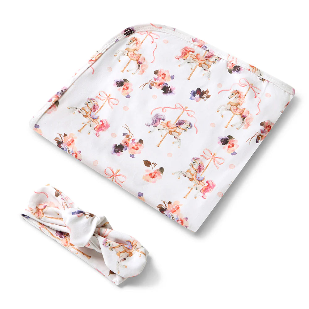 Carousel Organic Jersey Wrap & Topknot Set