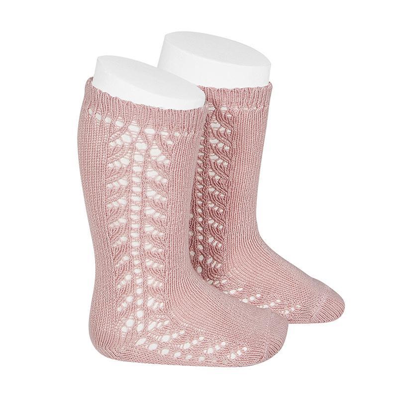 Condor Openwork Kneehigh Socks Dusty Pink-Aster & Ruby