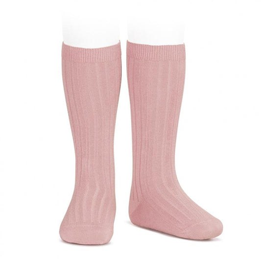 Condor Ribbed Knee High Socks Pale Pink-Aster & Ruby