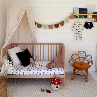 Trains Organic Fitted Cot Sheet
