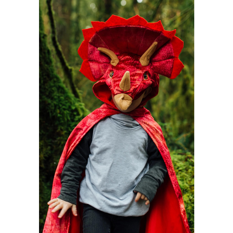 Red Triceratops Hooded Cape