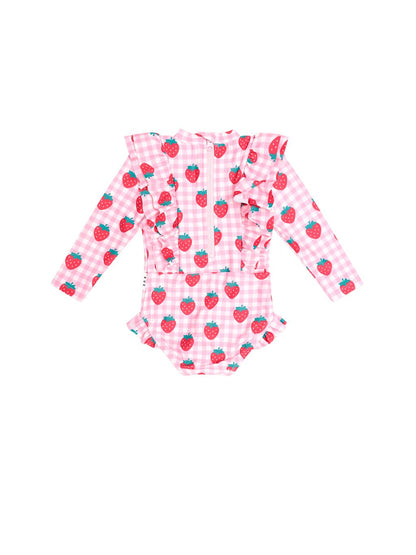 Strawberry Check Frill Swimsuit