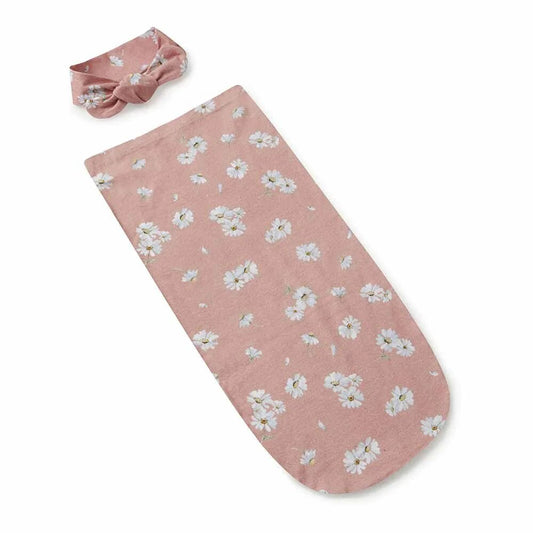 Daisy Organic Snuggle Swaddle & Topknot Set - Aster & Ruby