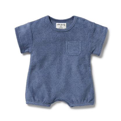Deep Blue Organic Terry Growsuit - Aster & Ruby