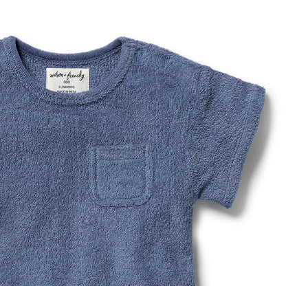 Deep Blue Organic Terry Growsuit - Aster & Ruby