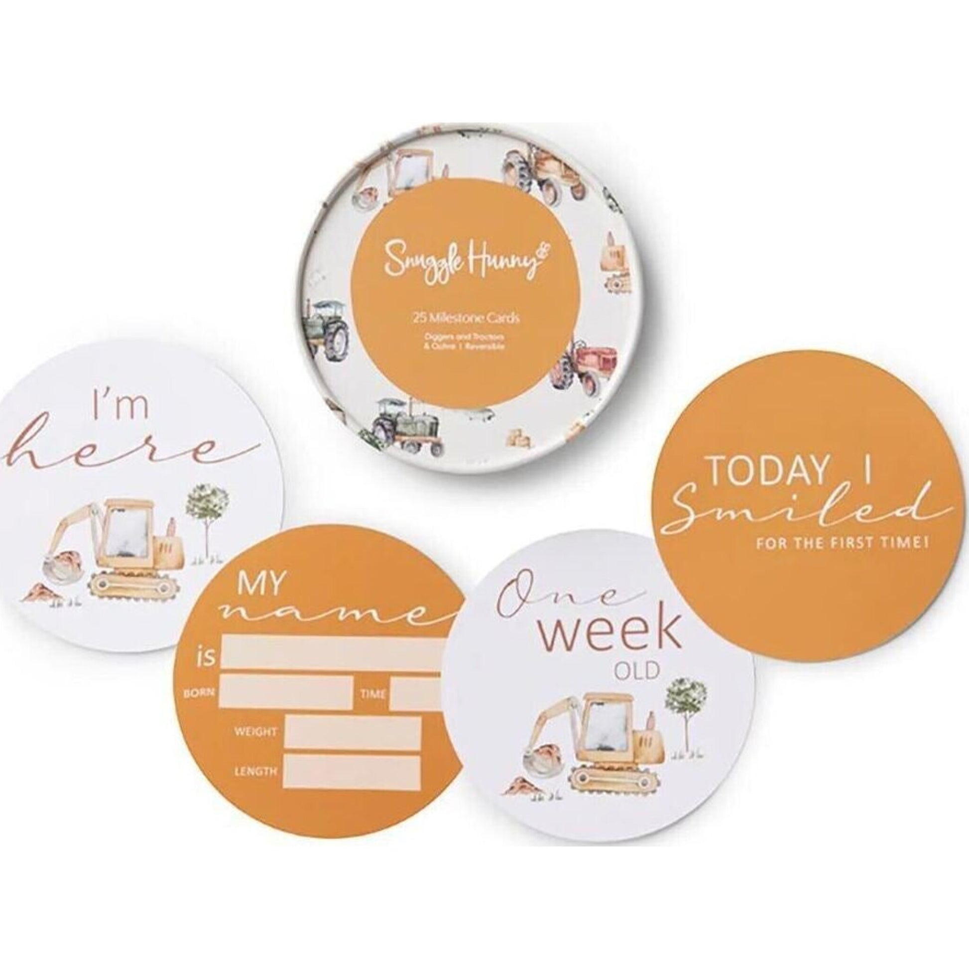 Snuggle Hunny Diggers & Ochre Reversible Milestone Cards | Aster & Ruby