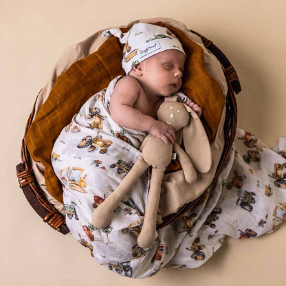 Diggers & Tractors Organic Muslin Wrap - Aster & Ruby