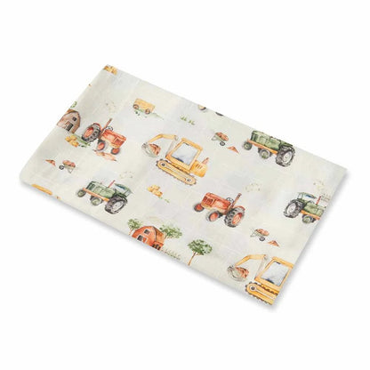 Diggers & Tractors Organic Muslin Wrap - Aster & Ruby