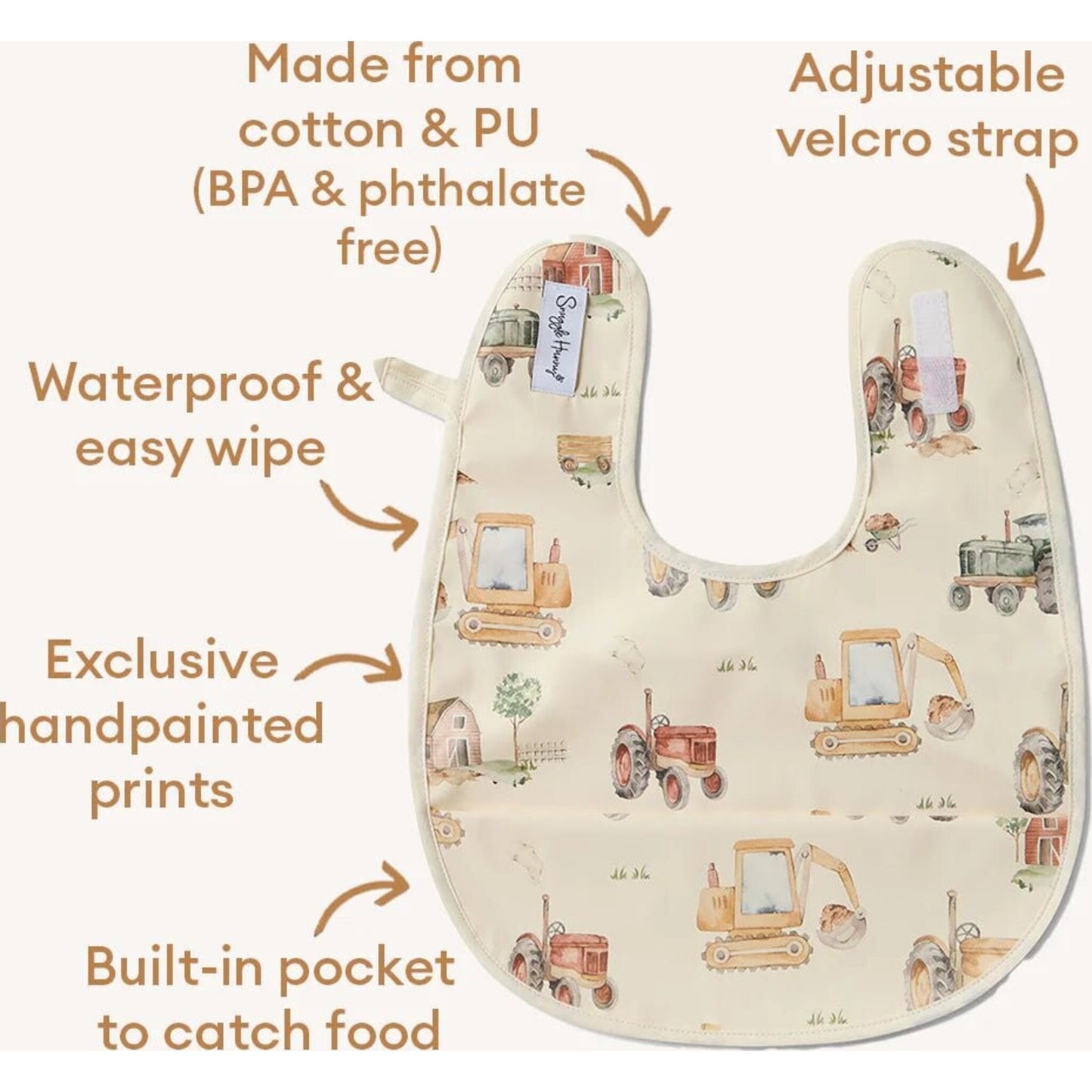 Snuggle Hunny Diggers & Tractors Snuggle Bib | Aster & Ruby