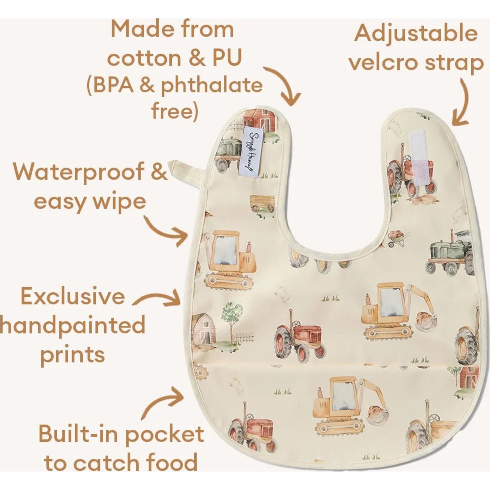 Snuggle Hunny Diggers & Tractors Snuggle Bib | Aster & Ruby