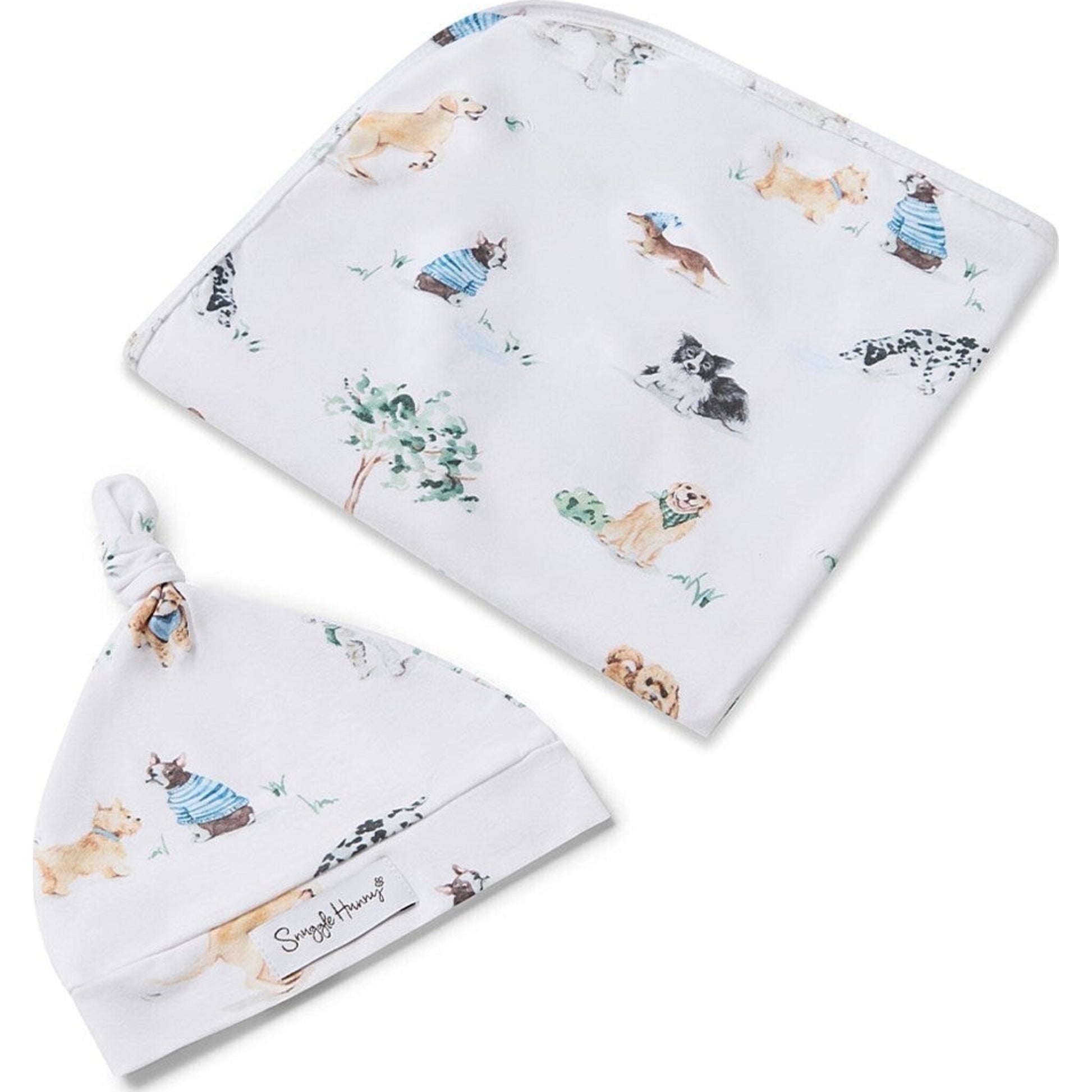 Snuggle Hunny Dog Park Organic Jersey Wrap & Beanie Set | Aster & Ruby