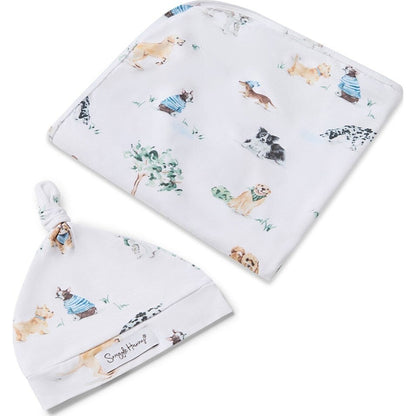 Snuggle Hunny Dog Park Organic Jersey Wrap & Beanie Set | Aster & Ruby