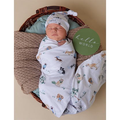 Snuggle Hunny Dog Park Organic Jersey Wrap & Beanie Set | Aster & Ruby