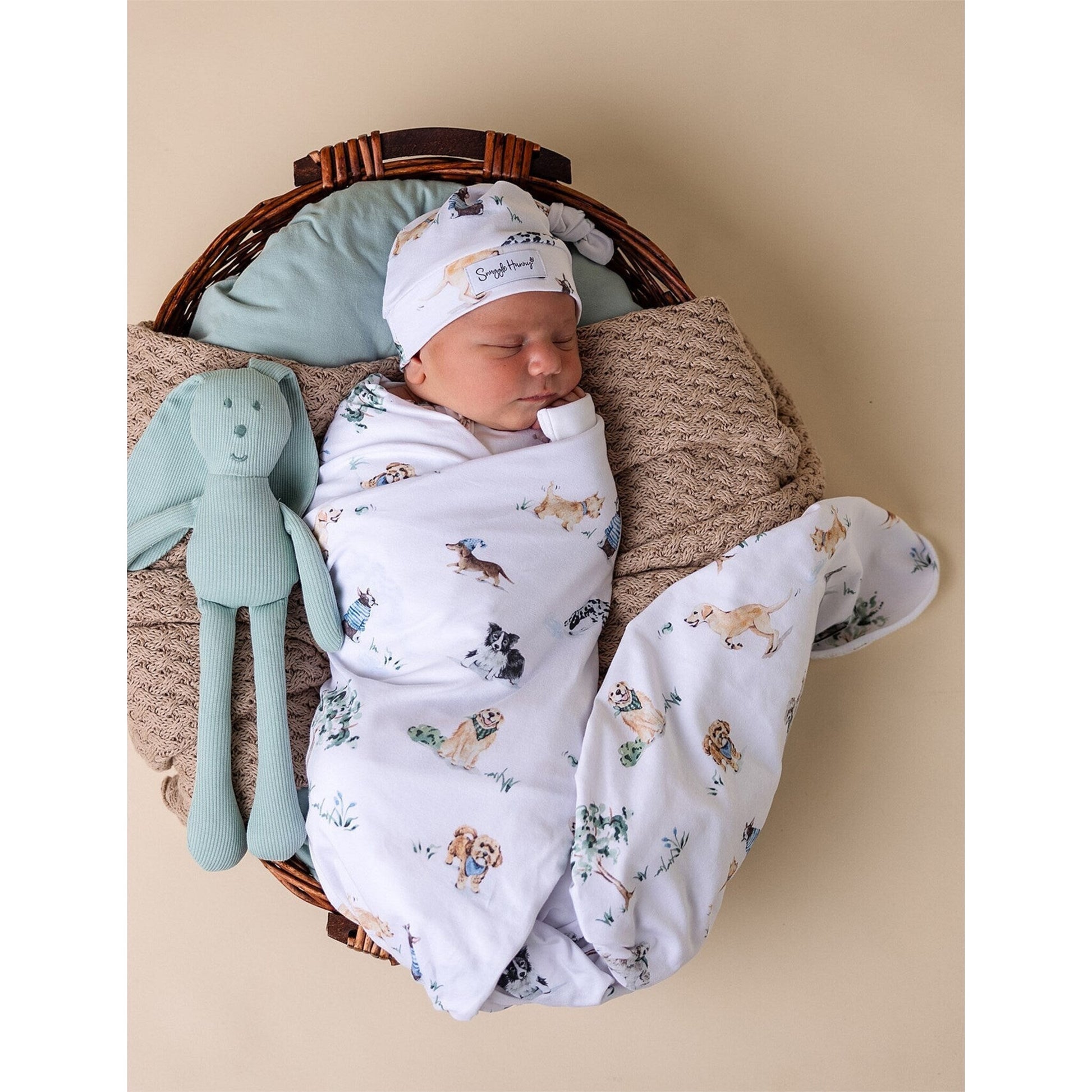 Snuggle Hunny Dog Park Organic Jersey Wrap & Beanie Set | Aster & Ruby