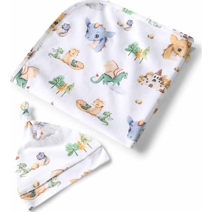 Snuggle Hunny Kids Dragon Organic Jersey Wrap & Beanie Set | Aster & Ruby