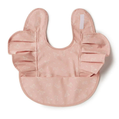 Dusty Rose Flower Frill Snuggle Bib - Aster & Ruby