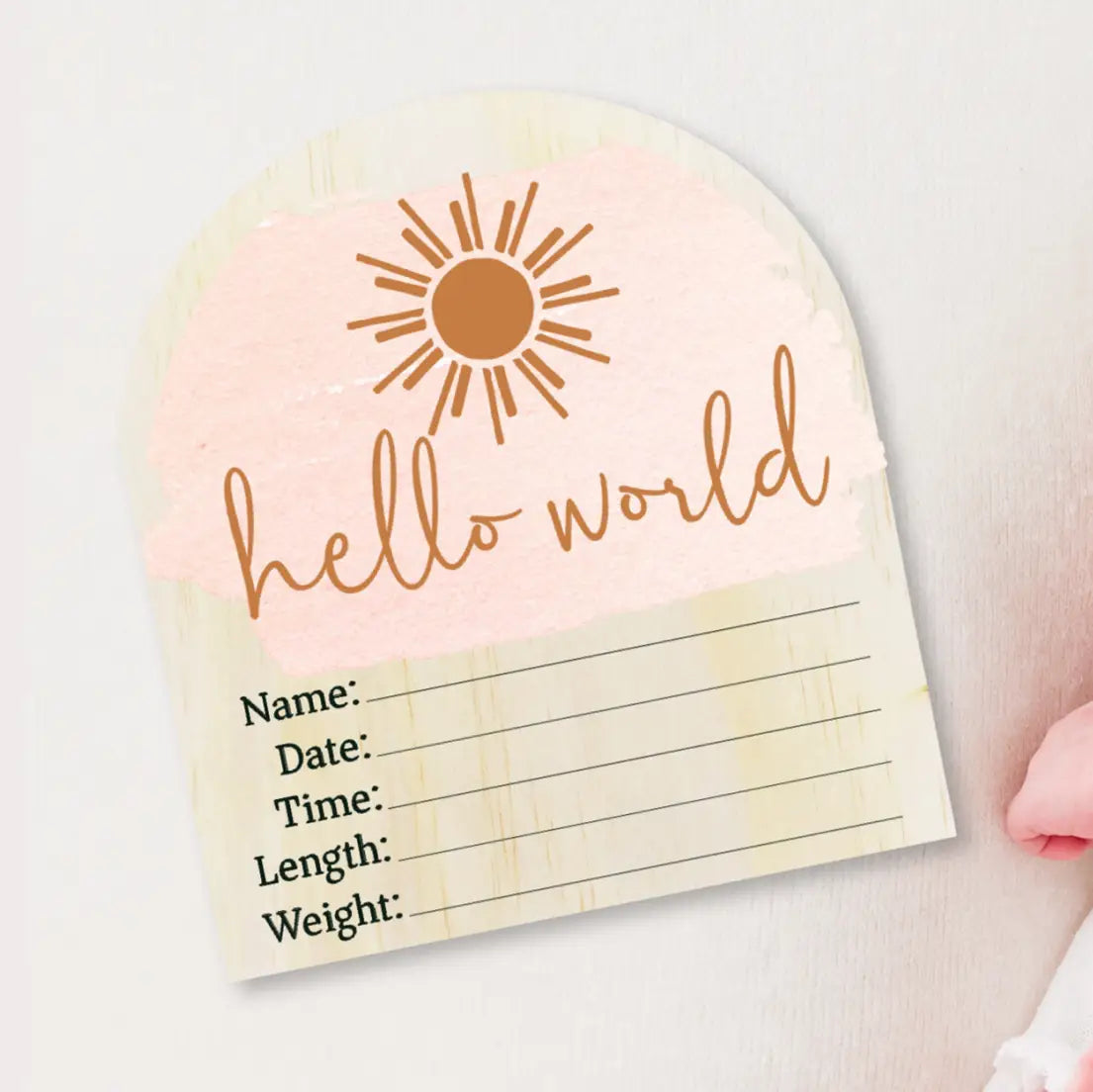 Hello World Pink Sun Wooden Arch