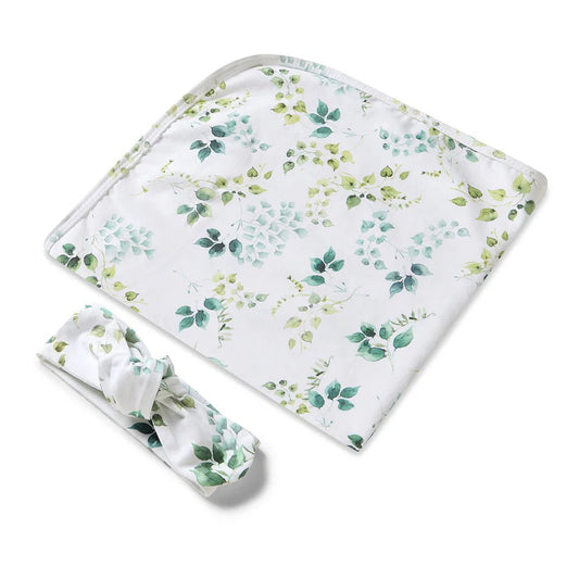 Eden Organic Jersey Wrap & Topknot Set - Aster & Ruby